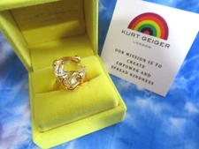KURT GEIGER LONDON Eagle Stone Clear Asymmetrical Shape Cocktail  Size 7 Ring