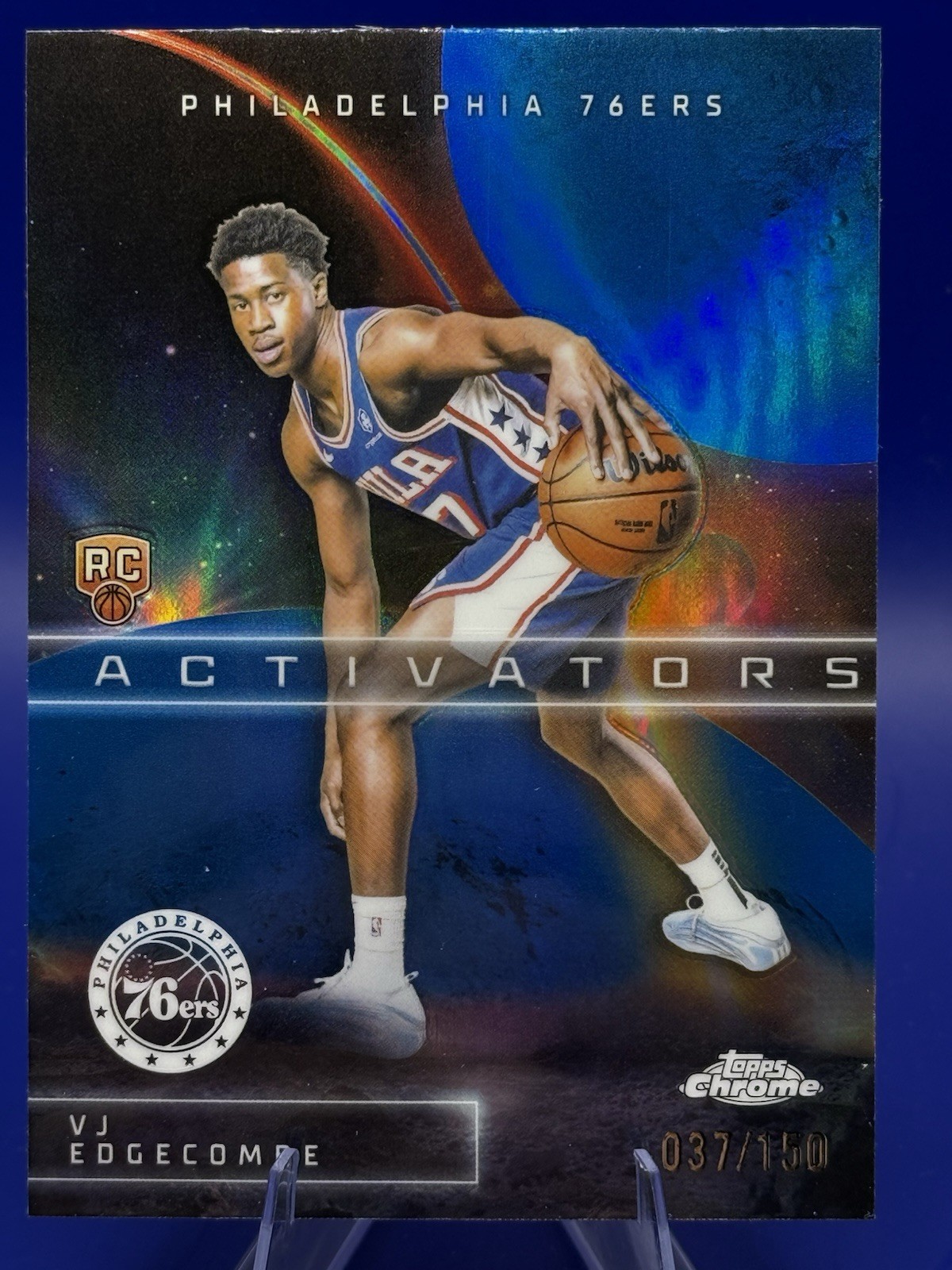 2025-26 Topps Chrome - VJ Edgecombe Activators #AC-13 Blue Refractor /150 (RC)