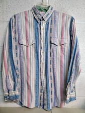 Vtg Roper Shirt Mens L Pastel Striped Western Aztec Rodeo Long Sleeve 80s 90s