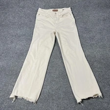 Judy Blue Jeans Womens 11/30 White Straight Fit Raw Frayed Hem Stretch Denim