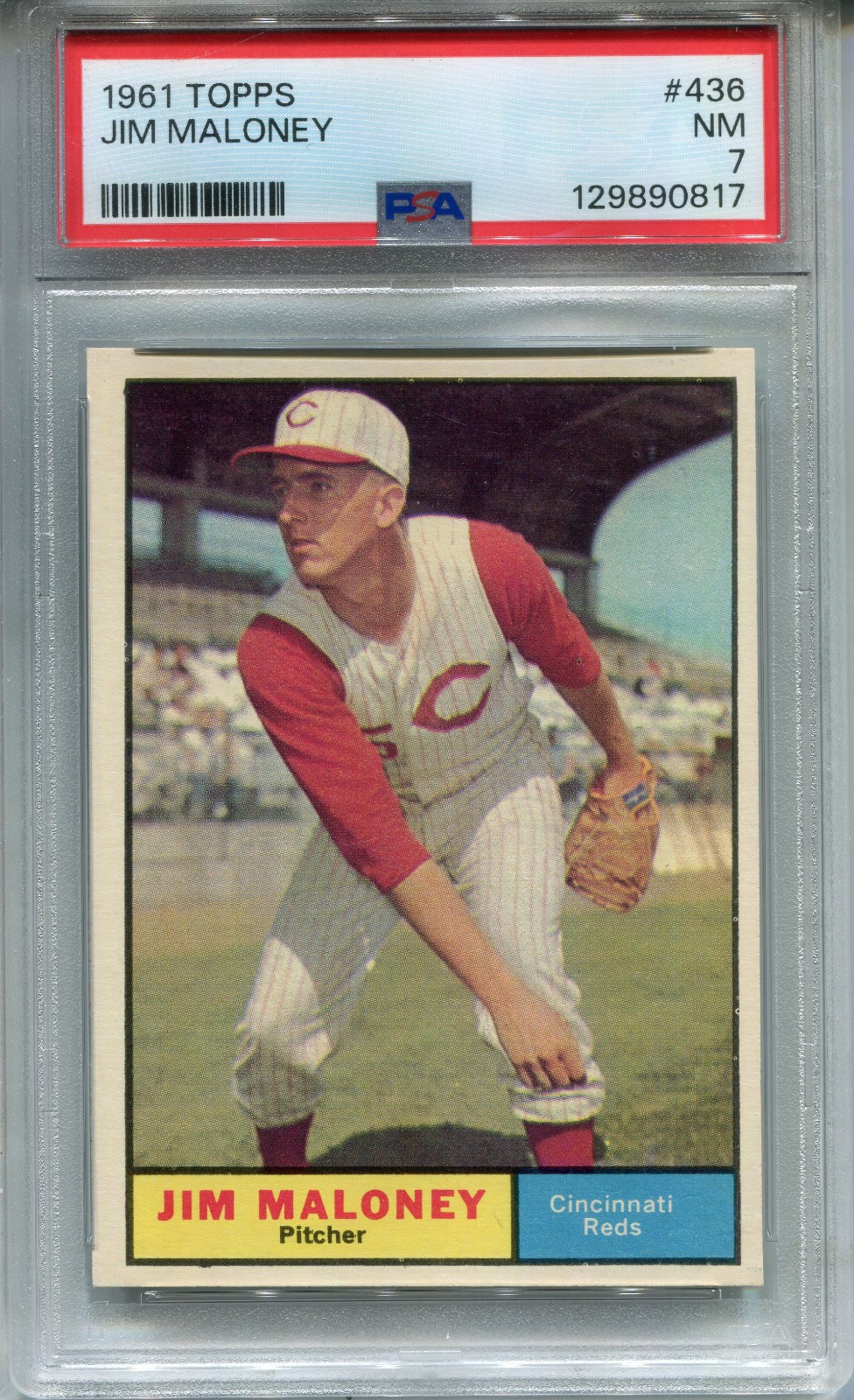 1961 Topps #436 Jim Maloney PSA 7 NM Cincinnati Reds