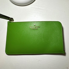 kate spade new york Green Zip Wristlet Wallet w/ Wrist Strap Logo Card Slots