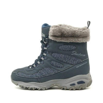 Skechers Damen 'Lites Stiefel Blau Textil, Profilsohle Winterstiefel EU 36