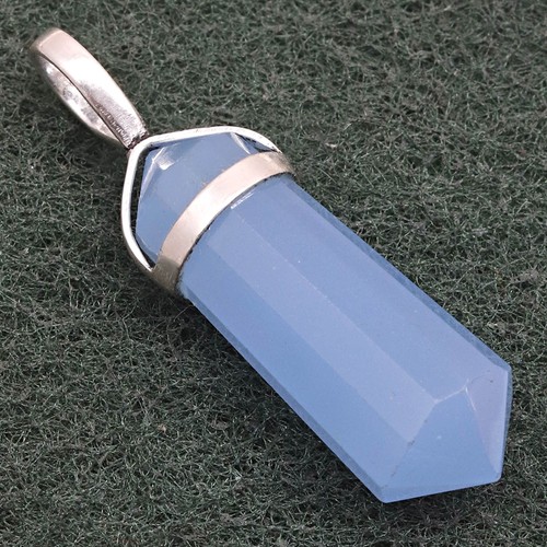 Blue Chalcedony Gemstone Handmade Women's Unisex Silver Jewelry Pendant 1.5 - Picture 6 of 13