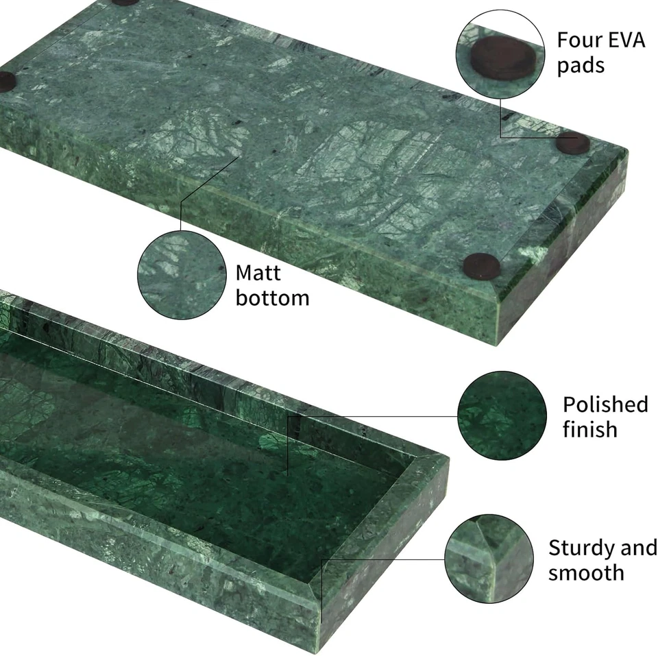 大理石浴室梳妆盘,豪华天然石材小号装饰托盘,肥皂点胶 — 第 3/4 张图片