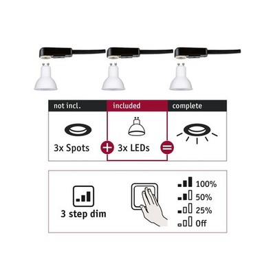  Paulmann Choose 28785 3er Set GU10 3-Step Dim 3x6,5W 2700K Warmweiß weiss matt