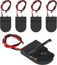 Button battery holders with on off switch black 5 pack