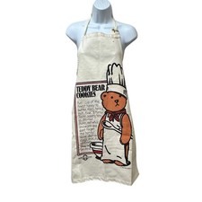 Vintage 1980's Teddy Bear Cookies Recipe Full Tie Back Apron Made in USA