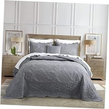 Oversized King Bedspread Extra Wide Super King 128"x120" 1-ultimate Gray