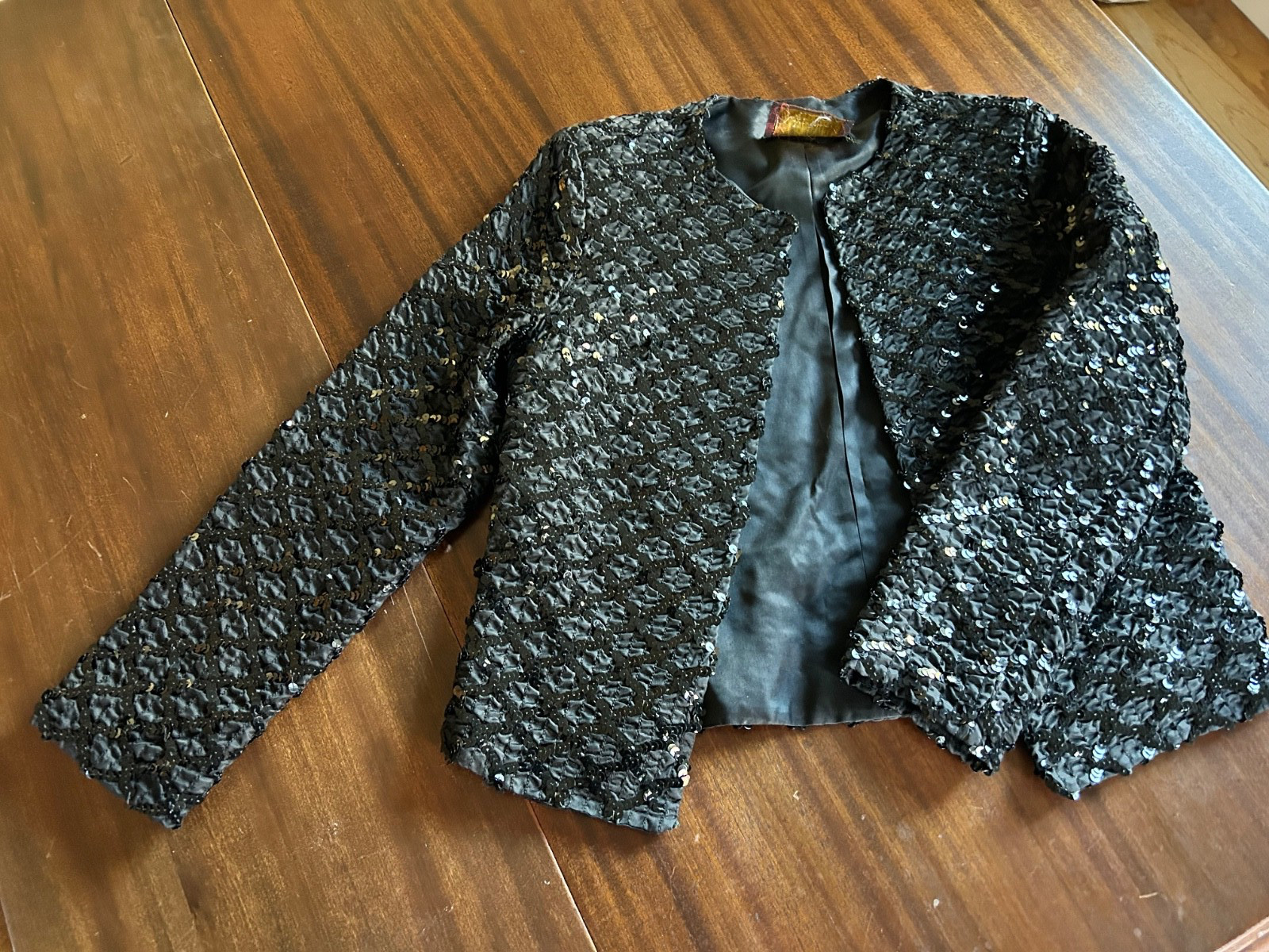 Black Sequin Evening Jacket Collarless Uniform Al… - image 1