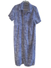 Match Purple Fish Linen Woman’s Midi Dress Short Sleeve 14 Petite Resort Beach