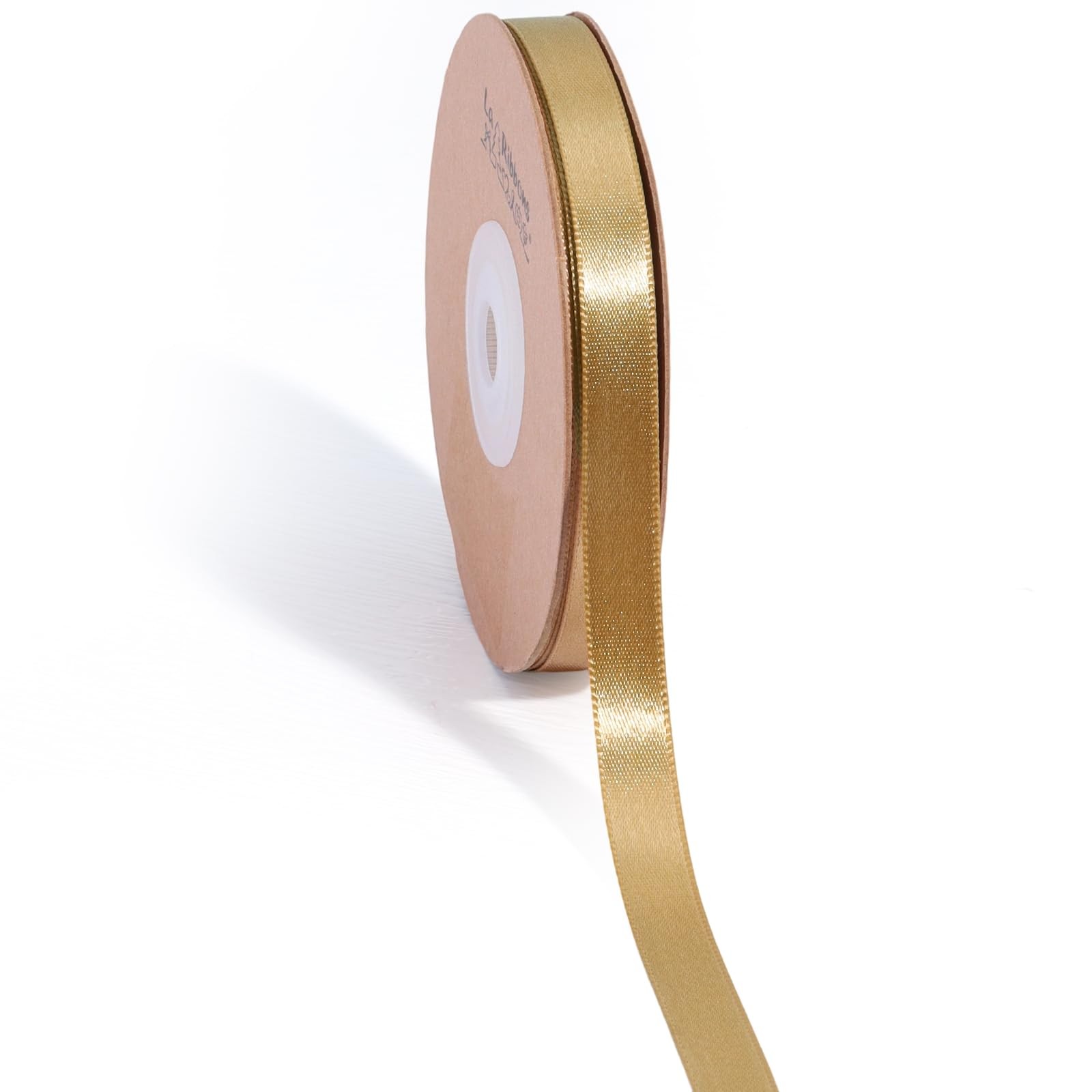 LaRibbons Gold Satin Ribbon 3/8 Inch 50 Yards inch x 50 Yard
