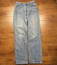 Vintage 70s Levis Orange Tab Jeans 30x35 Blue Mid Wash Denim Straight Leg USA