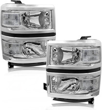 2014-2015 Chevy Silverado 1500 Headlights Assembly Chrome Clear Left Right Set