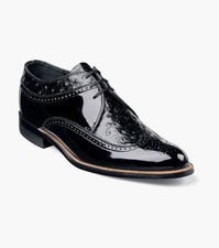 Stacy Adams Men's Dayton 00375-01 Ostrich Wingtip Black Leather Oxford - Stock