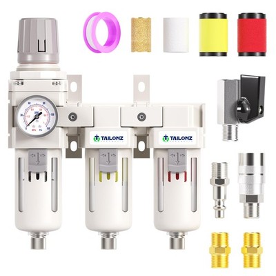 TAILONZ PNEUMATIC 0150PSI 3/8 Inch NPT Grade 3 Stage Air Drying System, Parti...