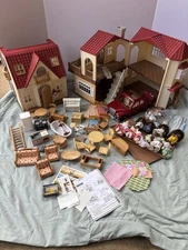 Calico Critters Lot Red Roof Country Home & Cozy Cottage - Dolls + Furniture Car