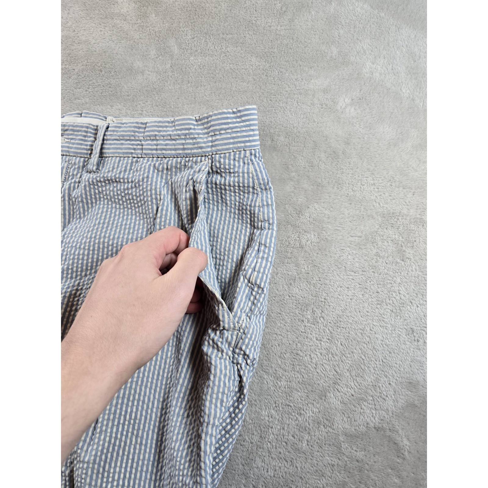 Ralph Lauren Y2K Seersucker Shorts Mens 33 Fit 32 Summer Blend Cloth thumbnail 2