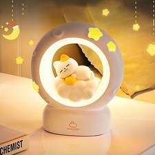 Space Kitty LED Night Light for Kids, Nursery Night Light Rechargeable Table ...