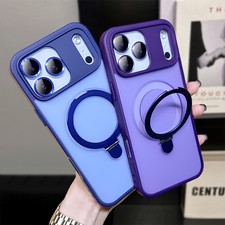 Frosted Ring Bracket Magnetic MagSafe Case For iPhone 17 16 15 14 13 12 Pro Max