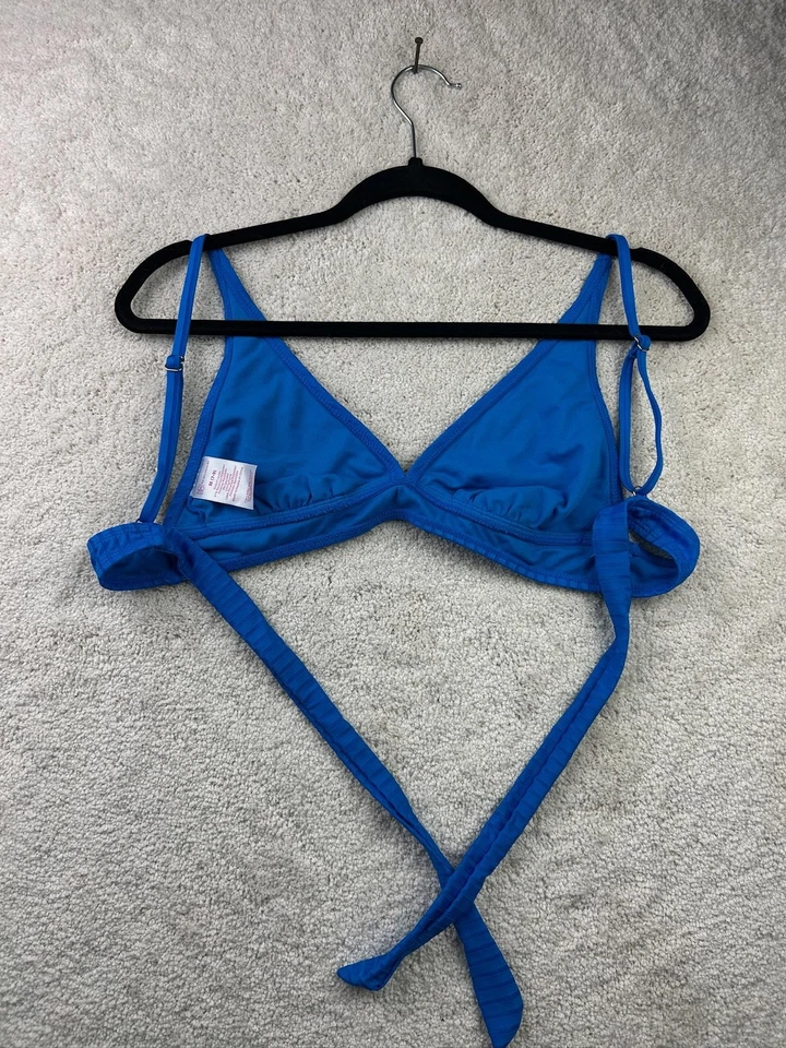 Top de bikini No Boundaries para mujer medio azul a rayas triángulo natación corbata ajustable Foto 4 de 4