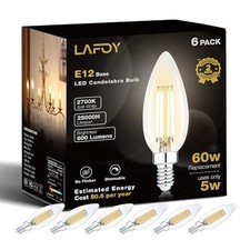 E12 Candelabra Bulb 60 Watt Equivalent 6 Count Pack of 1 2700k Soft White