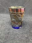 Leaf And  Grape Colbalt Blue  Carnival Glass Tumbler — photo 1