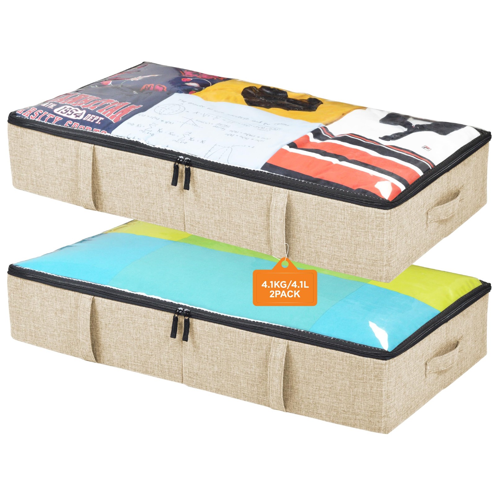 Under Bed Storage Containers, Closet Organizers with Sturdy Handles for Cloth...