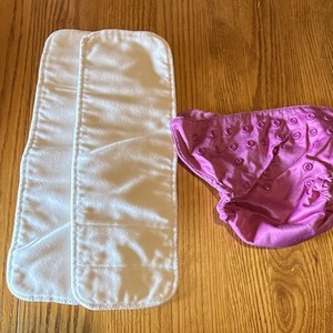 bumGenius Pink Snap Cloth Diaper Cover w/ White Cloth Insert Pre-Owned