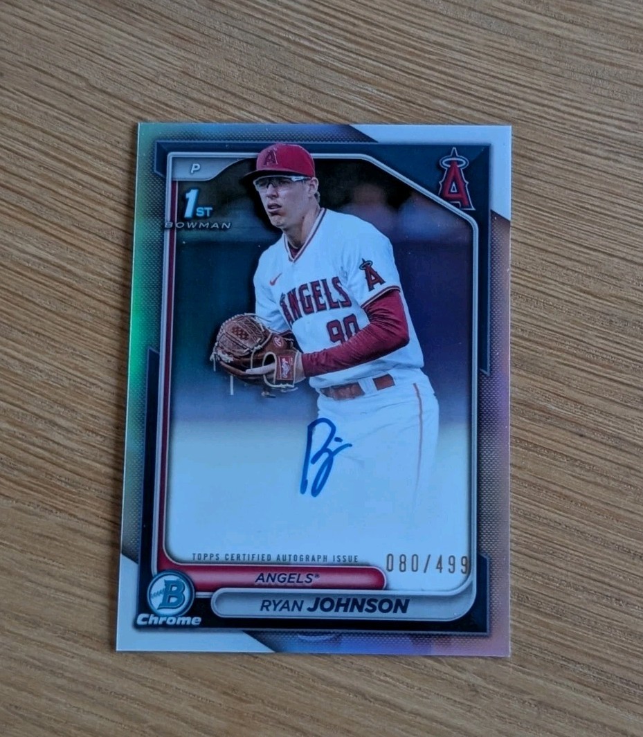 RYAN JOHNSON 2024 BOWMAN CHROME 1ST AUTOGRAPH REFRACTOR AUTO /499 #CPA-RJ ANGELS