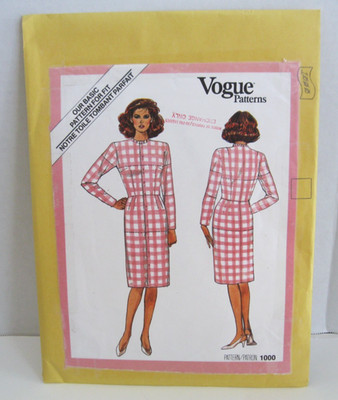 Vogue Patterns #1000 Mid-Knee Shell w/ Jewel Neckline Misses' 12 Cut