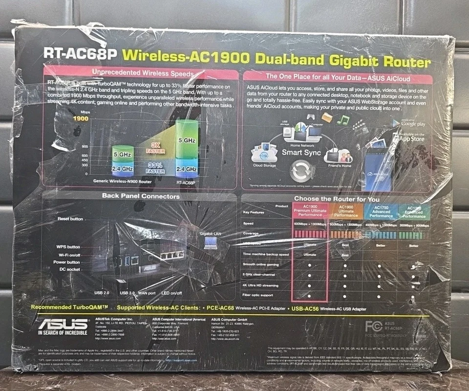 ASUS  RT-AC68P Dual-band Gigabit Router 802.11ac Wireless-AC 1900 2015 Sealed - Image 2 of 4