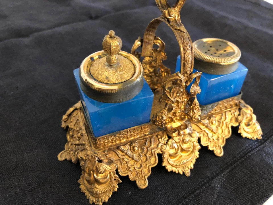 ENCRIER OPALINE Napoleon III pomponne no charles X baccarat saint Louis vitrine - Photo 3/4