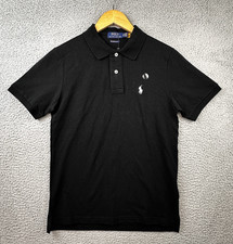 Polo Ralph Lauren Polo Shirt Mens Medium Black Custom Slim Fit Mesh S/S NWT