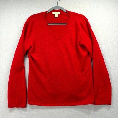Peck & Peck 2-Ply Cashmere Sweater Women XL Red Winter Preppy Long Sleeve V-Neck
