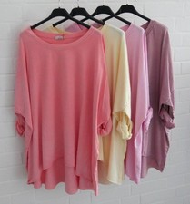 Damen Plussize Shirt Rundhals langarm uni mit Baumwolle Onesize 38 - 48 2426 LA