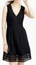 J Crew Dress Womens 4 Black Textured Eyelet Fit & Flare Small Zipper Sleeveless