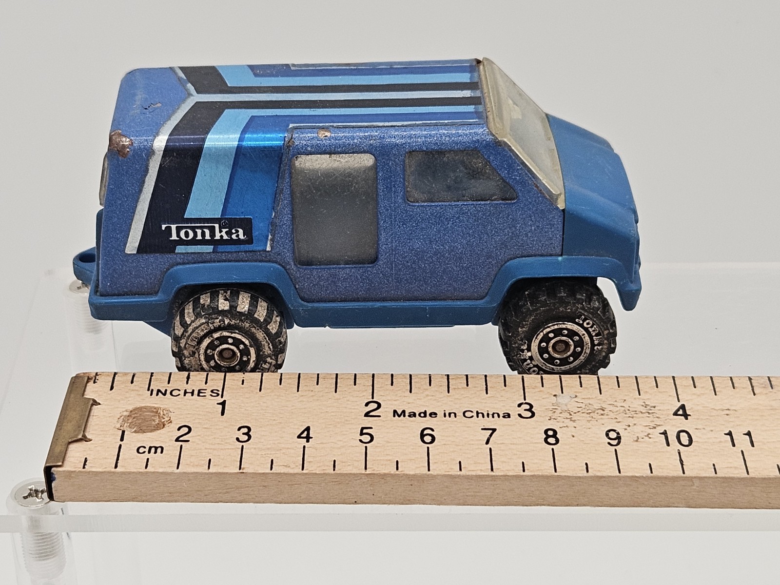 Vtg 1978 Tonka Bay Window SCRAMBLER VAN Blue   Metal 4" Vehicle Damaged thumbnail 8