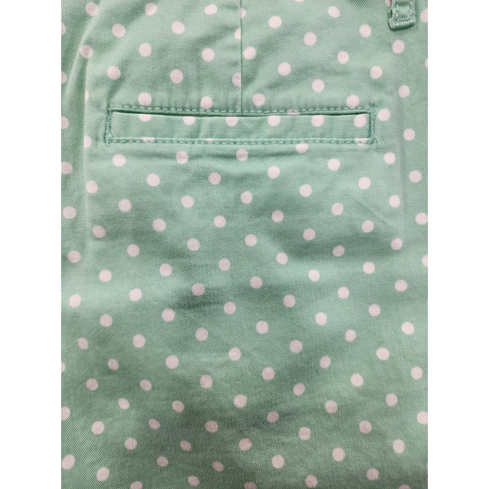 Pantalones Cortos Chinos Elle Lunares Tiro Medio 3 Pulgadas Talla 6 Verde Blanco Algodón Elástico Foto 3 de 4