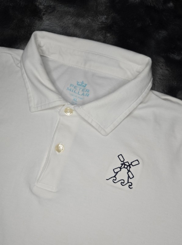 Peter Millar White Polo Shirt Windmill XL 13-14 Seaside Wash Woman's Classic