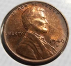 1940 D UNC Lincoln Cent, Red/Brown (40DRB1)
