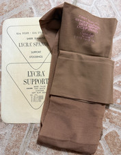 Vintage Thigh High Sheer Support Lycra Spandex Seamless Tall 11 2/-12 Stockings 