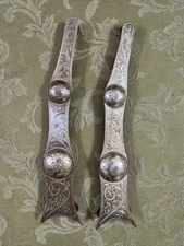 Western Conchos Mexican Silver Overlay Pair 6 1/2”