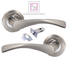 Polished Chrome Internal Door Handle with Tubular Latch Lever on Rose – 1, 4, 6