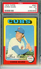 1975 Topps Chris Ward rookie baseball card, graded NM-MT 8, #587 in the set Cubs. rookie card picture