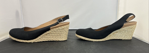 Vionic Black Coralina Espadrille Wedge Strappy Sandal Closed Toe 3” Sz. 11 Chrty - Picture 5 of 11