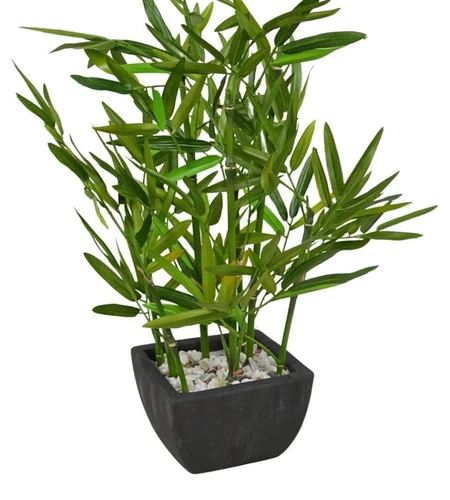 18 inch Faux Bamboo Plant - Lush Artificial Bamboo Black Polyresin Pot *Scrathed