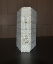 Handmade sketch or journal book, small, off white with puka beads and peace sign
