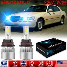 Blue 9007 Hb5 Led Headlight Bulb High-low Beam C6 For Lincoln Town Car 1990-2002