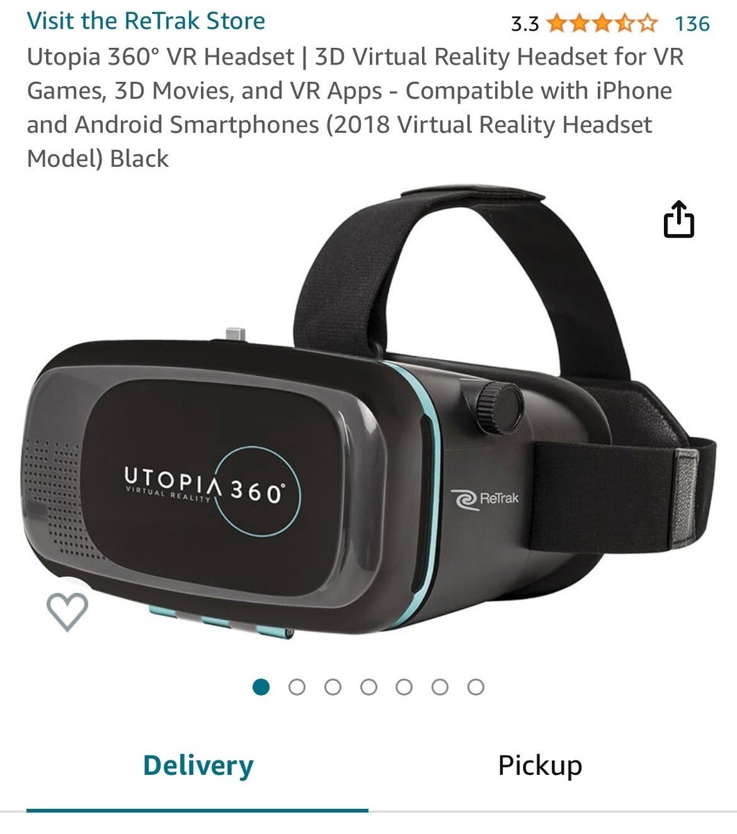 Utopia 360 Virtual Reality 3D Headset Bluetooth Controller